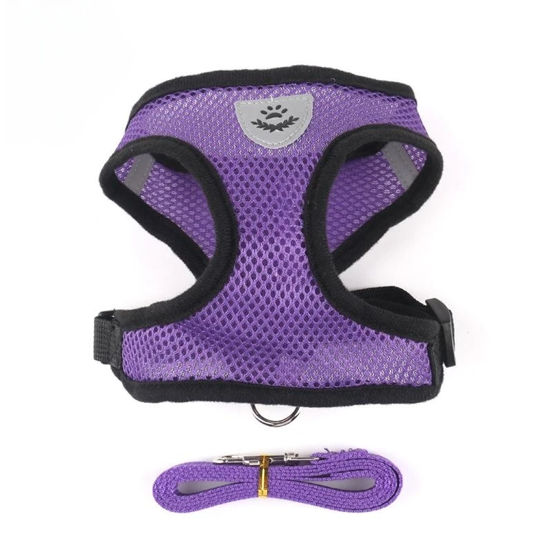 Katzen-Hundegeschirr mit Leine, verstellbare Weste, Polyester-Mesh – Bild 5
