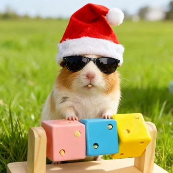 Hamster-Kauspielzeug Holzplattform Zahnreinigungsspielzeug Intelligenztraining Bunter Holzblock für Kleintiere