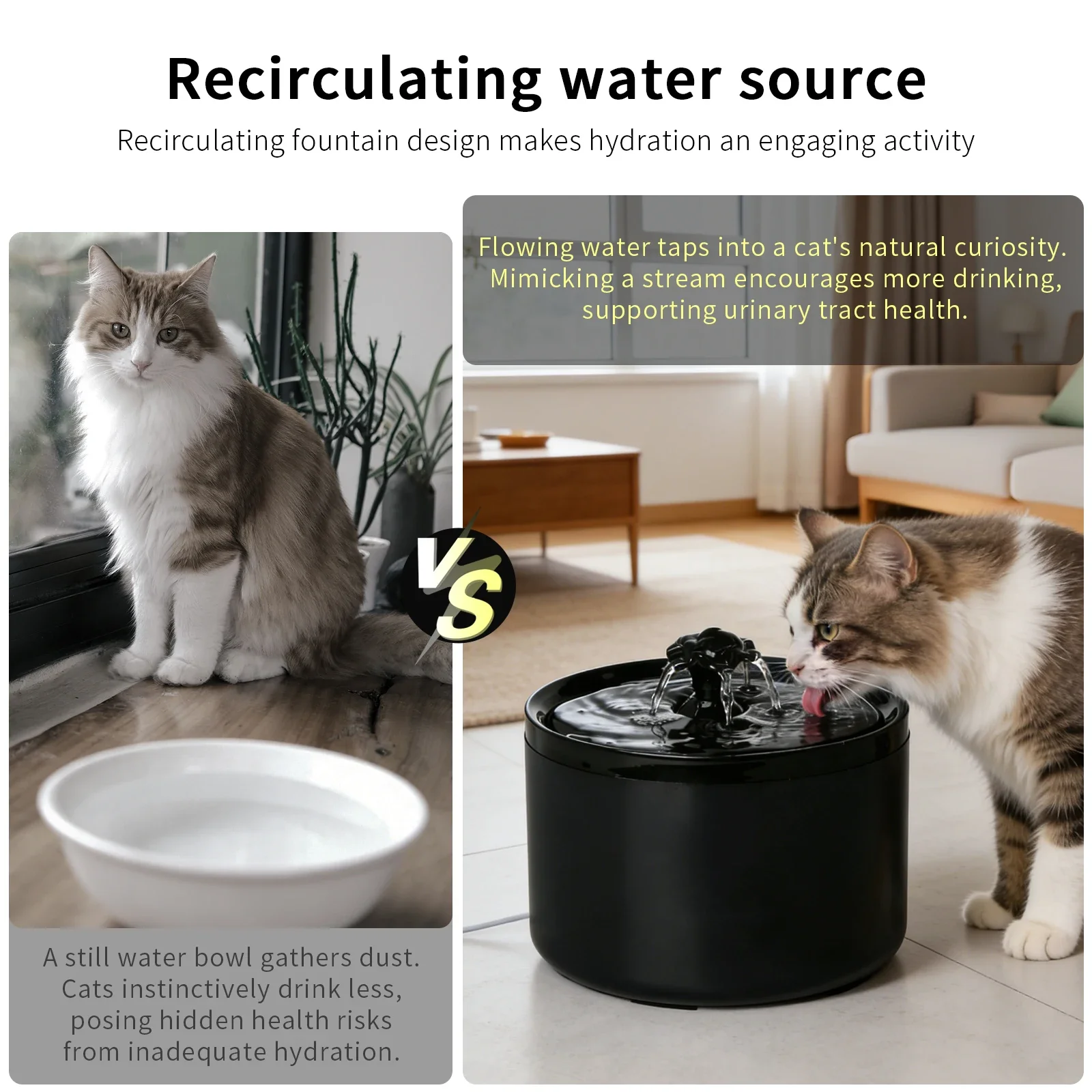 Katzenwasserbrunnen 1,8L, zirkulierender Haustier-Wasserspender – Bild 4