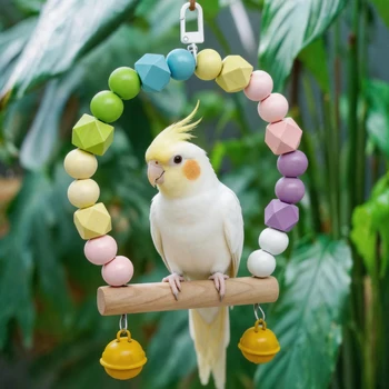 Papageien-Schaukelstange, Glockenspielzeug mit Hängering, stangenförmiges Vogelspielzeug für Unterhaltung