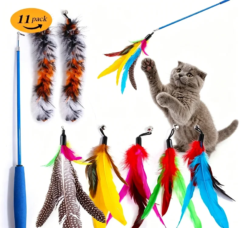 Ersatz-Katzenfeder-Spielzeugset Federersatzkopf (11 Stück) – Bild 6