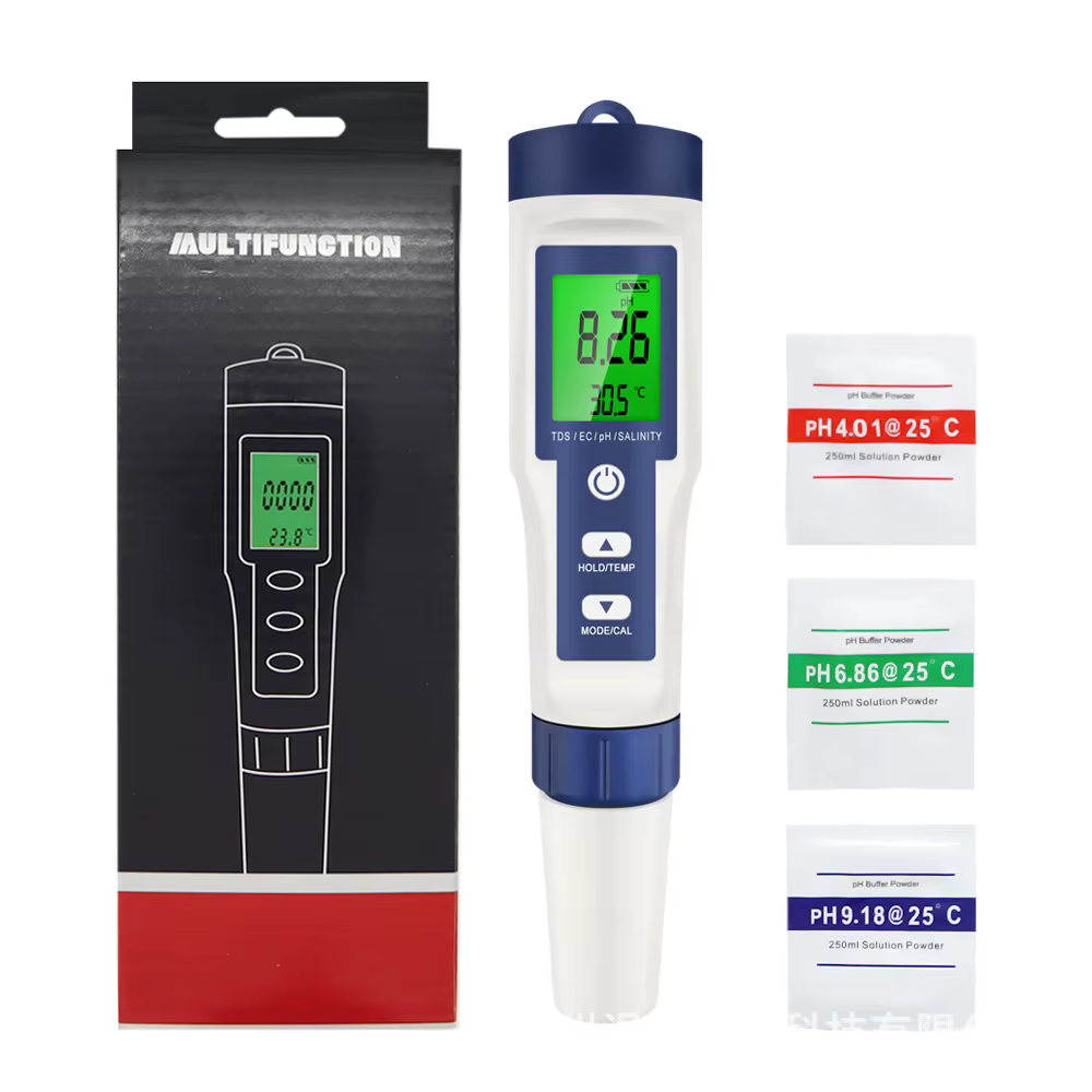 10-in-1-Wasserqualitätsmonitor PH/EC/TDS/ORP/H2/Fruchtbarkeit/Salzgehalt/S.G/Widerstand/Temp