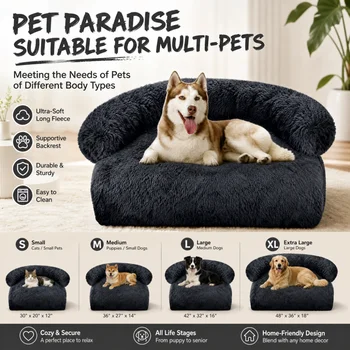 Waschbare Decke, Sofabezug, großes Hundebett, Plüsch-Hundehaus, Sofakissen, warme Plüsch-Hundehütte, Kissen