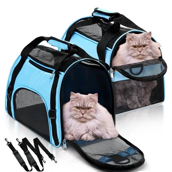 Tragbare Katzentaschen, Hunde-Tragetasche, Atmungsaktive Faltbare Katzentransporttasche, Reise-Transporttasche