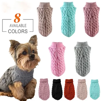 Hundepullover für kleine Hunde, Winter, warme Hundekleidung, Rollkragenpullover, gestrickt, Haustierkleidung