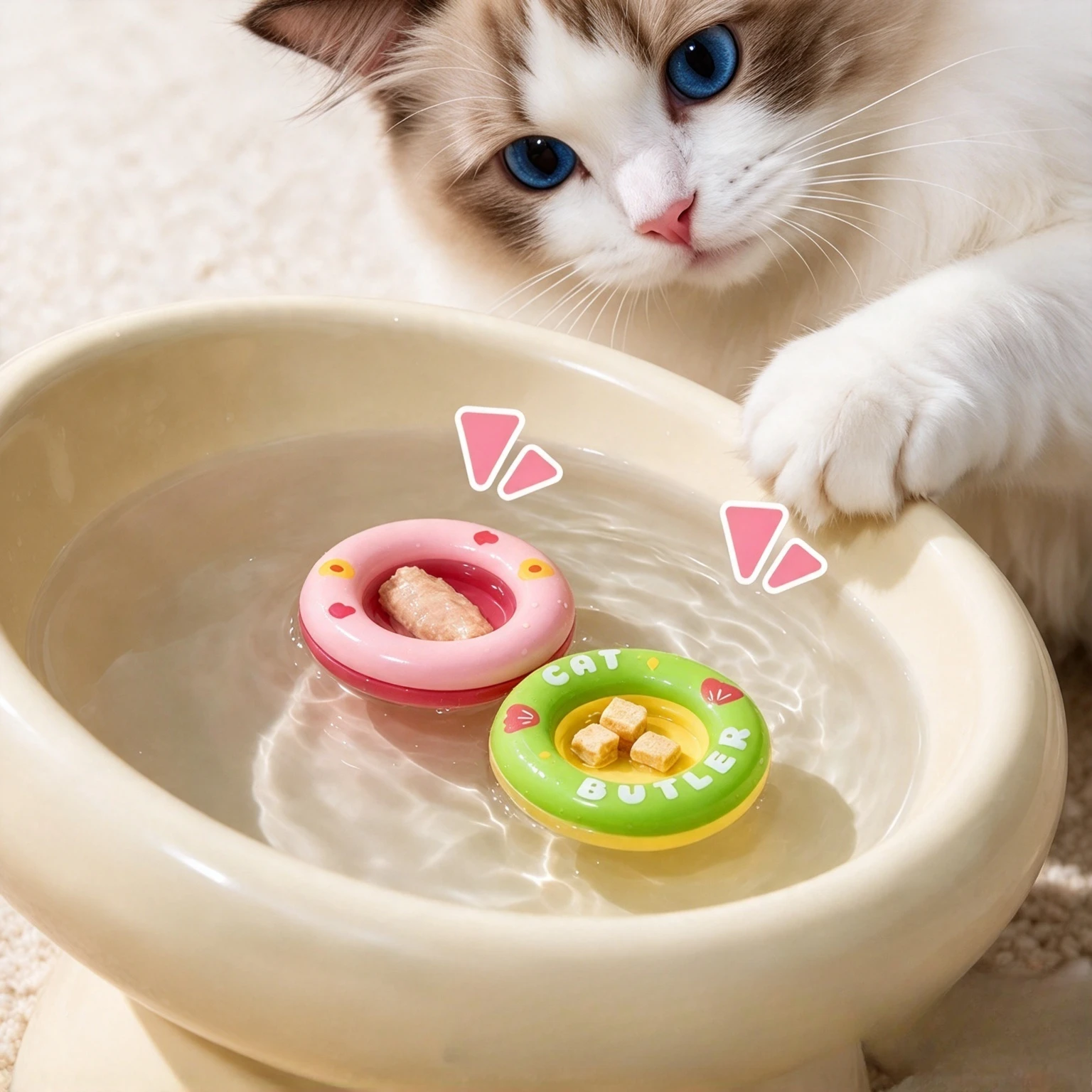 Interaktiver Katzen-Wassernapf, Trinkspielzeug für Haustiere, Ermutigt Kätzchen und Welpen, mehr Wasser
