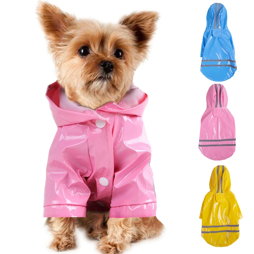Sommer Outdoor Welpen Haustier Regenmantel S-XL Hoody Wasserdichte Jacken PU Regenmantel für Hunde Katzen