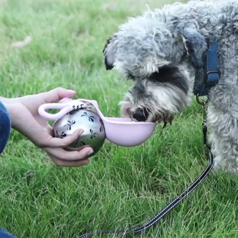 Hunde-Wasserflasche mit Napf für Katzen, 304 Edelstahl, tragbarer – Bild 3