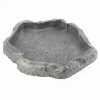Reptilien-Futterspender, ABS-Harz, imitiertes Rock-Design, Futternapf für Schildkröten, Eidechsen