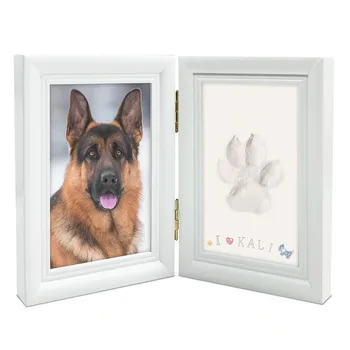 Pet Foto Rahmen Faltbare Pfotenabdruck Handabdruck Ton Tabletop Decor Memorial Rahmen Hause Desktop Dekoration