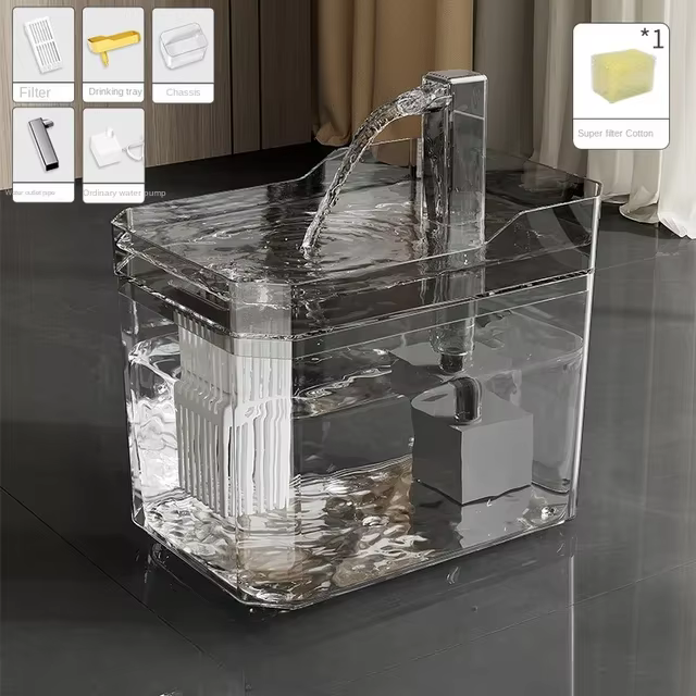 Katzen-Trinkbrunnen mit Automatischem Filter, Transparenter USB-Trinkspender mit Anti-Trockenlauf-Funktion