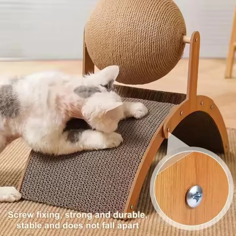 2-in-1-Kratzball für Katzen, Katzenkratzer aus Holz, Sisal-Kratzbrett – Bild 4