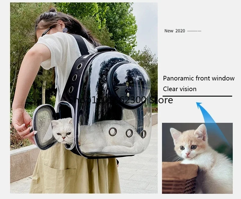 Haustier-Tragetasche für Katzen, Atmungsaktiver Transparenter Rucksack für Welpen und Hunde, Transportbox