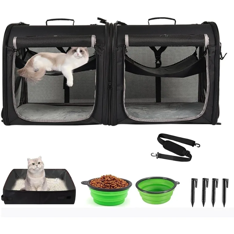 Wakytu Zwei-in-Eins Faltbare Katzentransportbox Katzen-Autotransport. Zwei Katzen- und Hunde-Transporttaschen