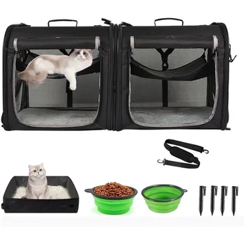 Wakytu Zwei-in-Eins Faltbare Katzentransportbox Katzen-Autotransport. Zwei Katzen- und Hunde-Transporttaschen