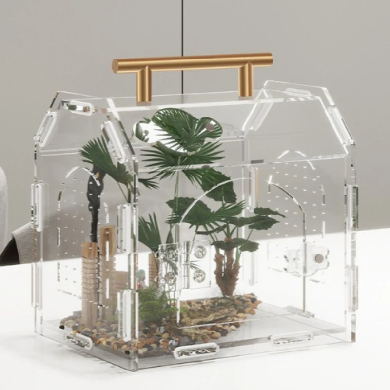 Reptilien-Terrarium, Acryl, tragbar, tragbar, klein, Reptilien-Zuchtbox, Spinne, Schildkröte, Schnecke