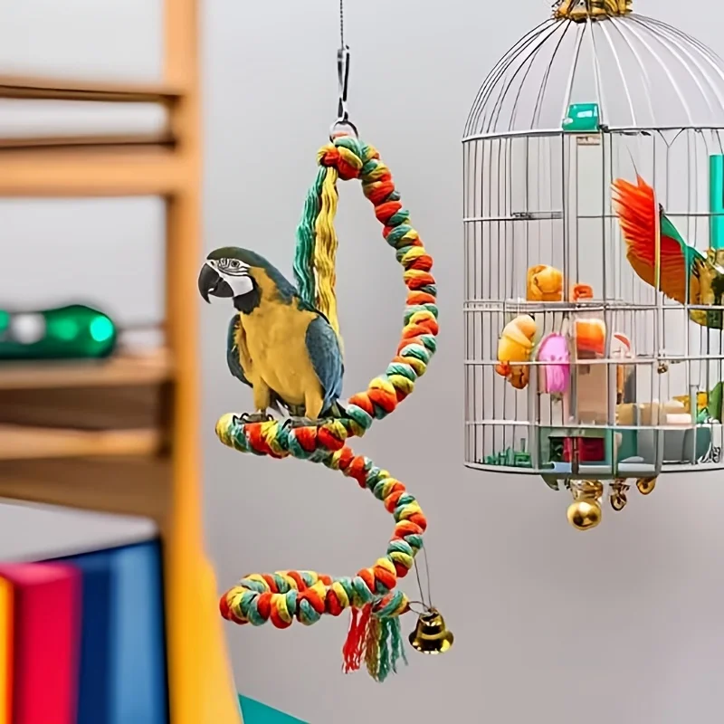 Vogelspielzeug Papageien-Schaukel Bungee-Kletterseil Baumwoll-Spiralseil Papageienspielzeug oder Großformatige
