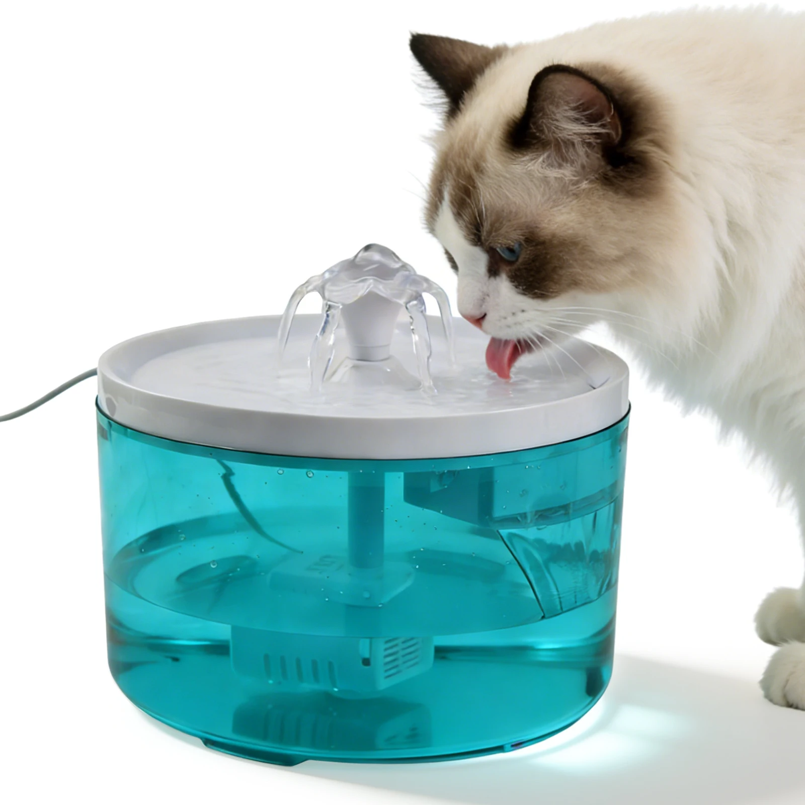 Katzenwasserbrunnen 1,8L, zirkulierender Haustier-Wasserspender, USB-betriebener, geräuscharmer