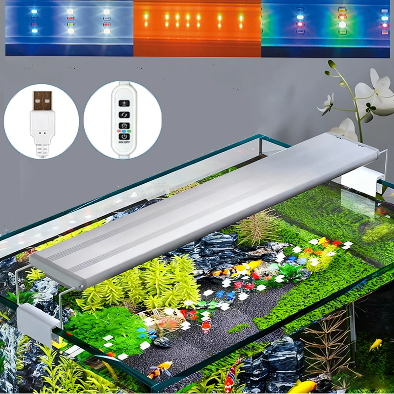 USB-Aquarium-Clip-Licht, dimmbare Farbe, LED-Aquarium-Licht für Wasserpflanzen wachsen, Landschaften