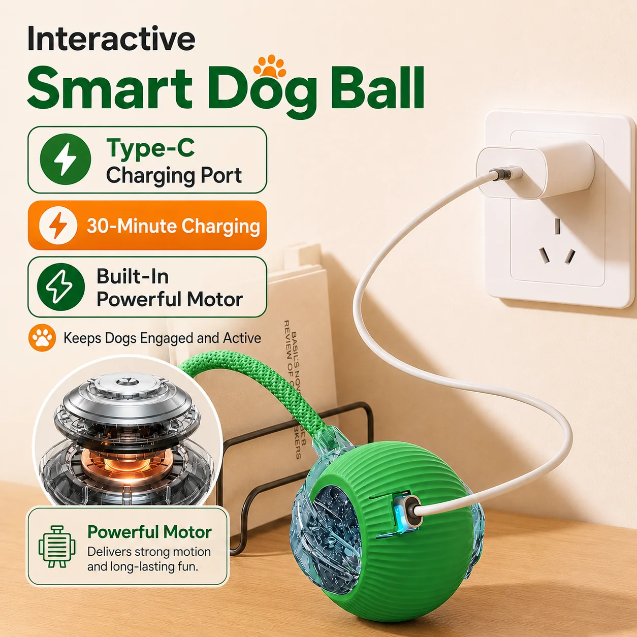 Interaktives Ballspielzeug für Hunde, automatisch rollender Hundeball – Bild 4