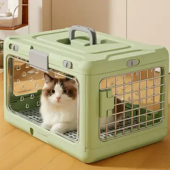 Tragbare zusammenklappbare Haustier-Tragebox, atmungsaktiv, verdickend, Katzen-Transportbox mit Griff