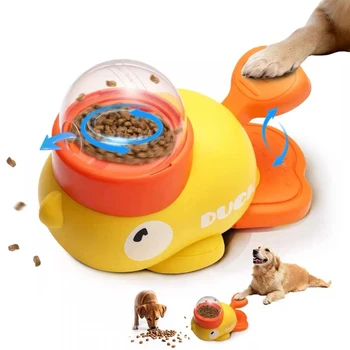 2-in-1 Interaktives Hundespielzeug Automatischer Leckerli-Spender im Cartoon-Enten-Design Langsamer