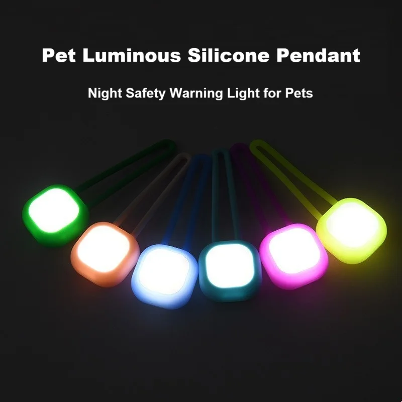 Leuchtender Silikon-Anhänger für Haustiere, LED-Nacht-Sicherheitslicht für Hunde und Katzen, Halsband-Anhänger