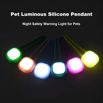 Leuchtender Silikon-Anhänger für Haustiere, LED-Nacht-Sicherheitslicht für Hunde und Katzen, Halsband-Anhänger