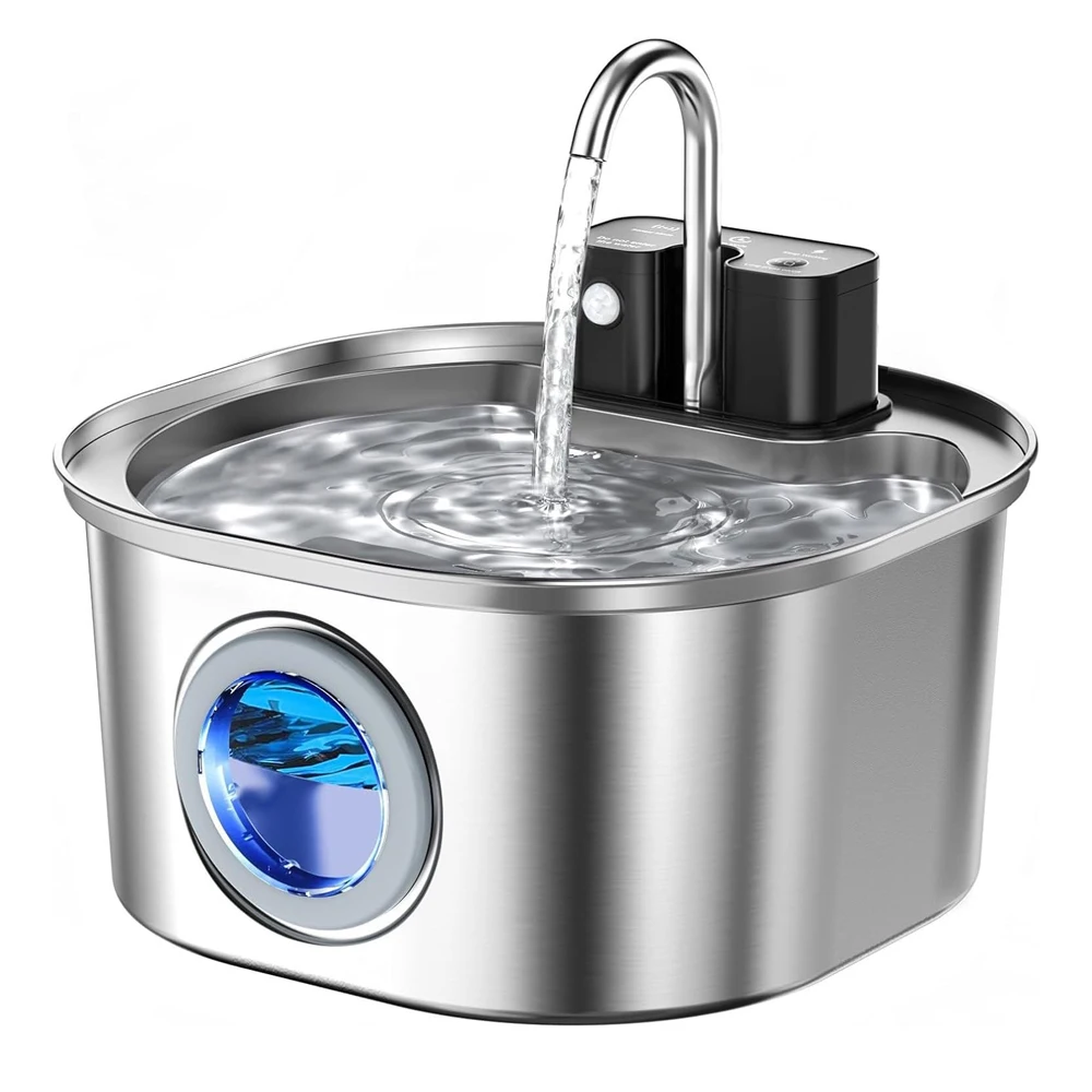 3L Edelstahl Drahtlose Aufladen Sensor Katze Wasser Brunnen Auto Trinkbrunnen Für Katzen Hund Trinker Pet