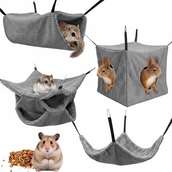 4er-Pack Hamster-Hängematte-Set Meerschweinchen-Hängebett mit Haken Maschinenwaschbarer Hamster-Hängetunnel