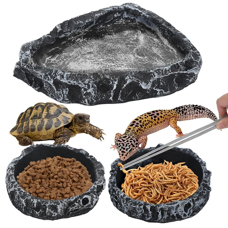 Sichere und langlebige Schüssel aus Kunststeinen zum Füttern von Reptilienhaustieren, ideal für bärtige