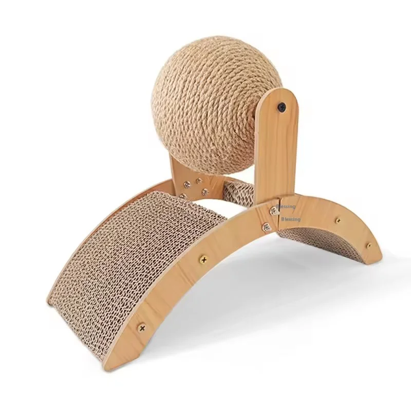 2-in-1-Kratzball für Katzen, Katzenkratzer aus Holz, Sisal-Kratzbrett, verschleißfestes