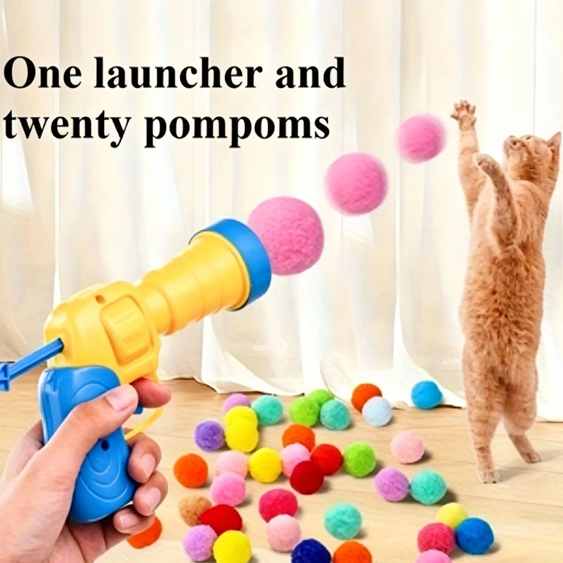 Katzenspielset: Enthält 1 Sender und 20 Plüschbälle in zufälligen Farben, perfekt als interaktives (21 Stück)