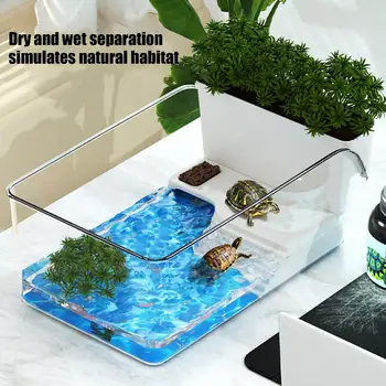Schildkrötenpanzer mit Sonnenbereich, transparentes Reptilien-Terrarium-Lebensraum für Haustierschildkröten