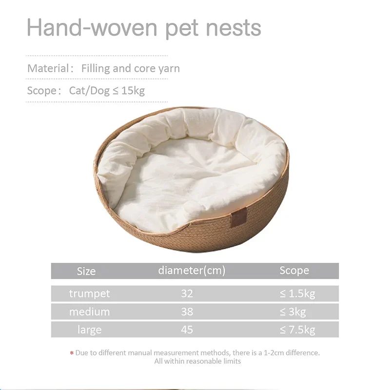 Haustierbett, weiche Katzenhütte, Hundebetten, Sofa, Bambusweberei – Bild 6