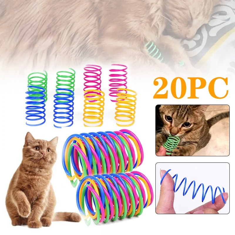 Kätzchen Spule Spirale Federn Katze Spielzeug Interaktive Gauge Katze Frühling Spielzeug Bunte Federn Katze
