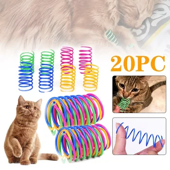 Kätzchen Spule Spirale Federn Katze Spielzeug Interaktive Gauge Katze Frühling Spielzeug Bunte Federn Katze