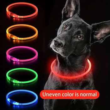 Haustier Hund LED Licht Halsband Leuchtende Anti-Verloren Hundehalsband USB Aufladbare Hunde Halskette