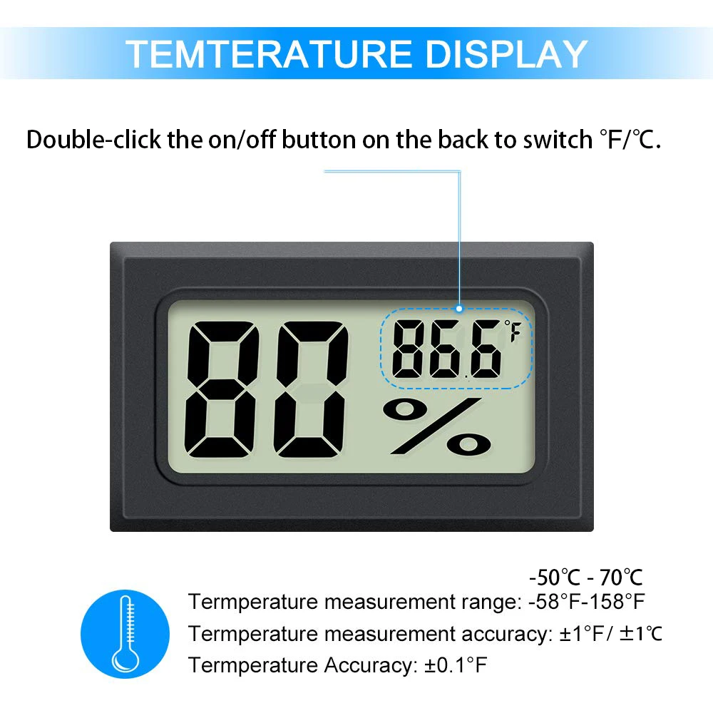 Reptilien-Thermometer und Feuchtigkeitsmesser, Digitales – Bild 5