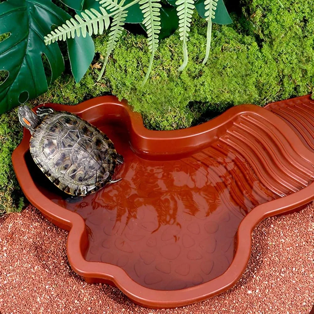 Reptilien-Badebecken, Reptilien-Futternapf, Wassernapf mit Rampe, Aquarium-Ornament für Schlange, Schildkröte