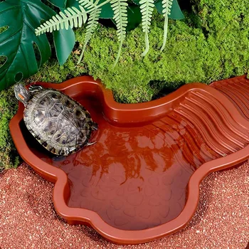 Reptilien-Badebecken, Reptilien-Futternapf, Wassernapf mit Rampe, Aquarium-Ornament für Schlange, Schildkröte