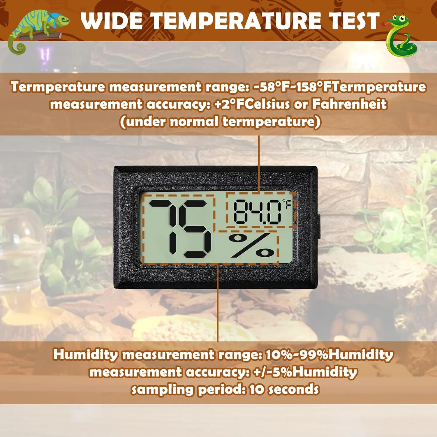2er-Pack 2-in-1 Thermometer & Hygrometer für Reptilien – Bild 3
