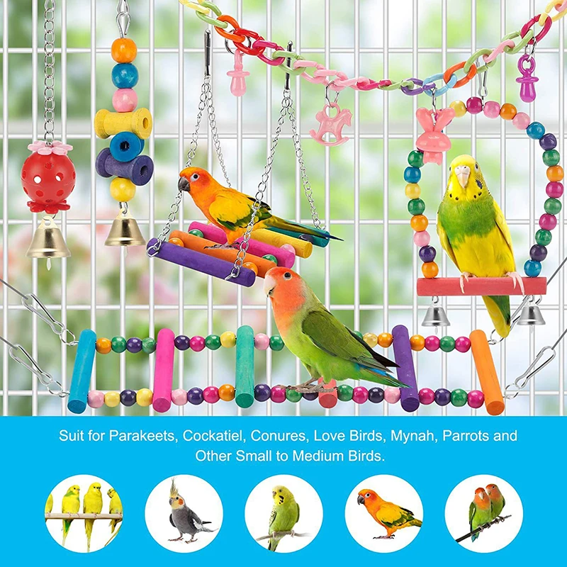 Vogelkäfig-Spielzeug für Papageien, Holzvögel, Schaukel, zuverlässig – Bild 3