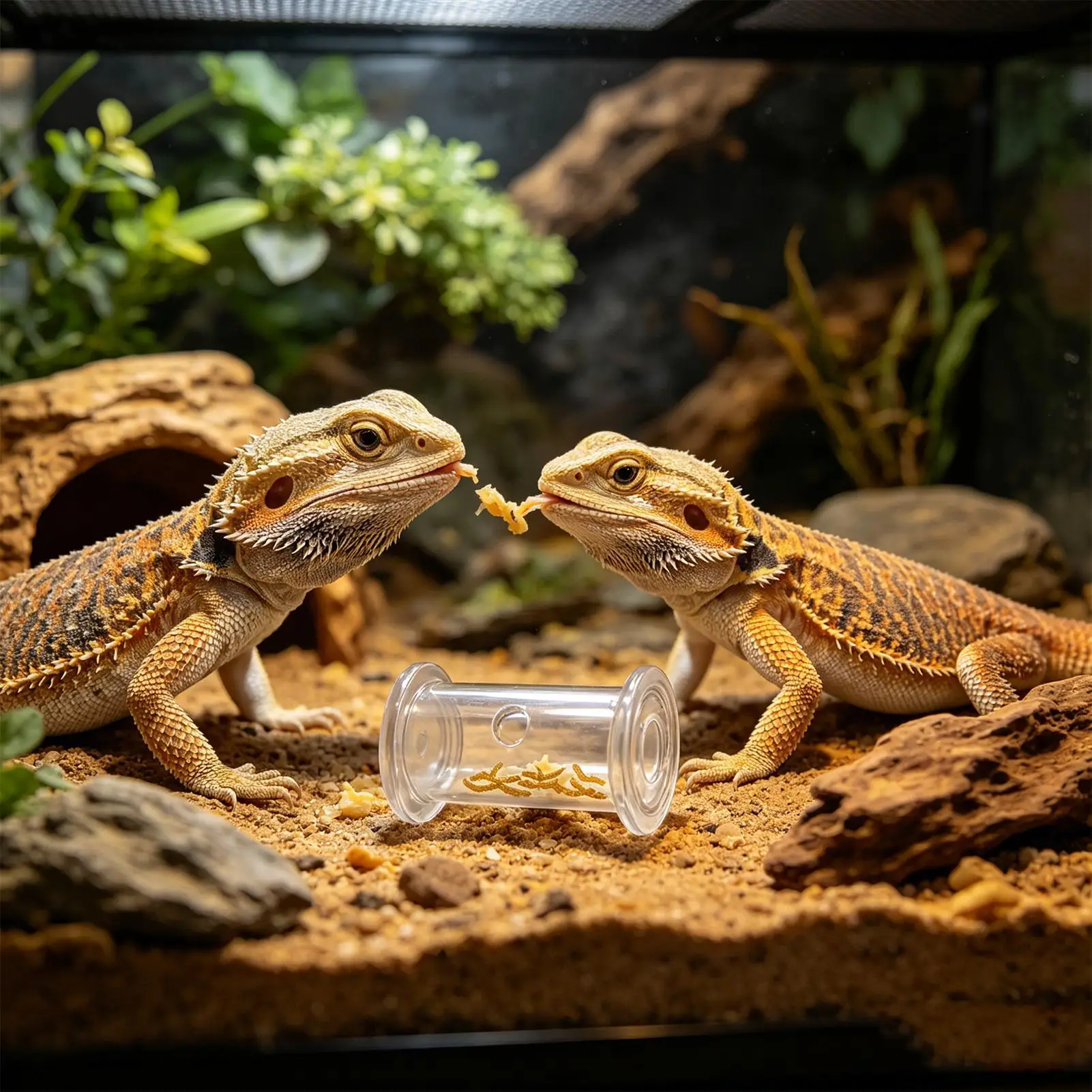 Reptilien-Futterschale, Slow Feeder Rollzylinder, Transparent – Bild 6