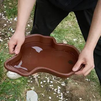 Schildkröten-Futternapf, Reptilien-Badebecken, mit Rampe und sonnender Terrasse, Aquarium-Ornament