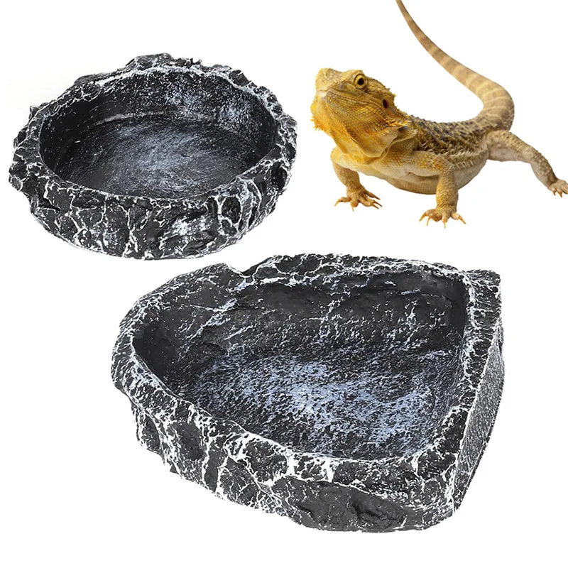 Futterschale für Reptilien, realistische Steinstruktur, sicher, langlebig, für bärtige Drachen, kleine