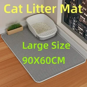 90X60CM Doppelschichtige Katzenstreu-Matte Wasserdicht Rutschfest Waschbar Staubfangende