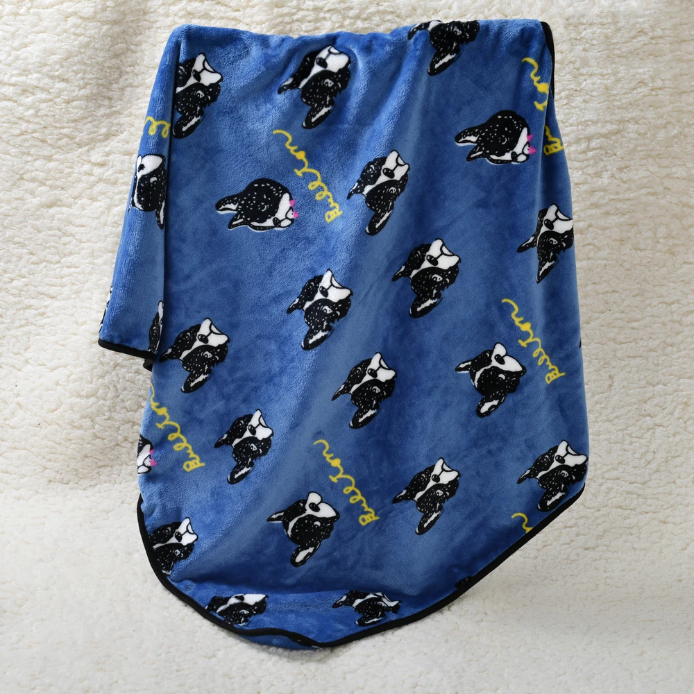 Weiche Flanell-Haustierdecke mit Niedlichem Bulldoggen-Druck, Warme Hundedecke, Katzenabdeckung, Atmungsaktive