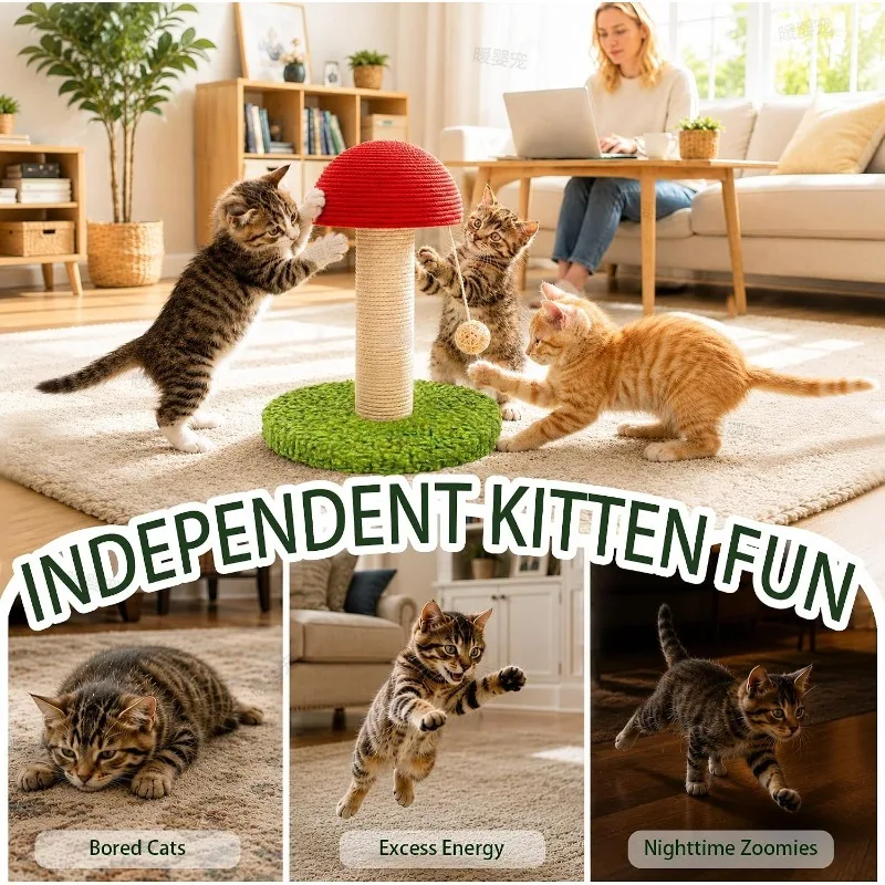 Katzen-Kratzbaum in Pilzform, Moderner Hoher Kratzpfosten – Bild 4