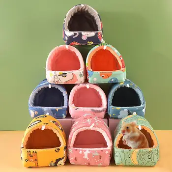 Hamsterhaus Meerschweinchen Nest Kleintier Schlafbett Winter Warme Baumwollmatte Weiche Nagetier